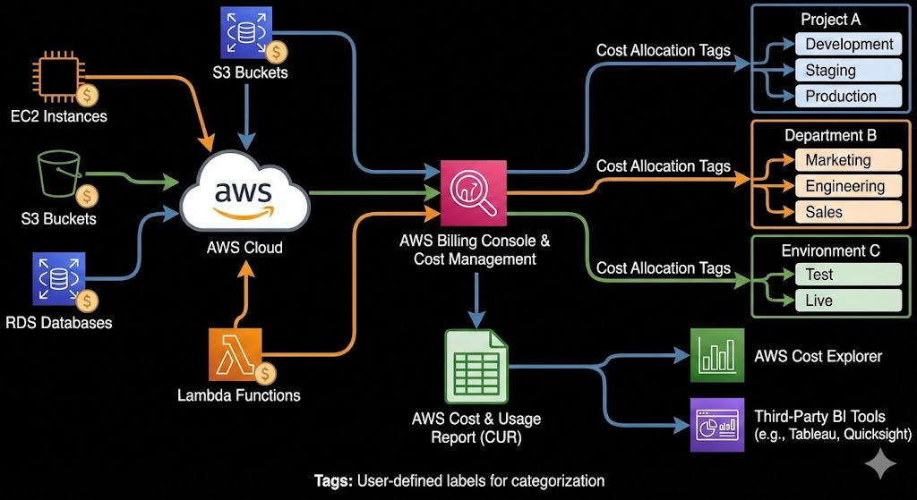 AWS Cost Allocation Flow Diagram