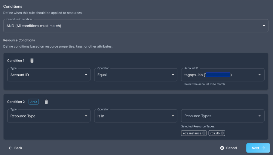 Scheduling Rule Conditions