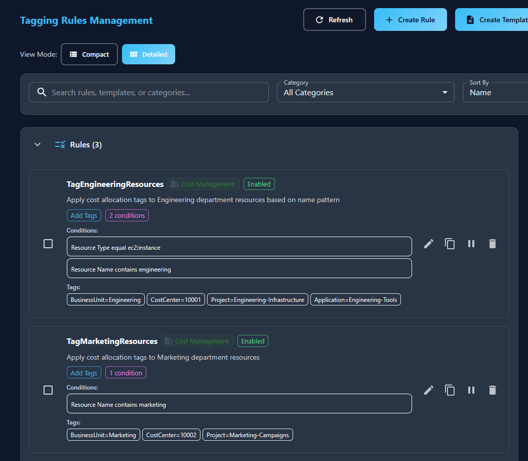 Cost allocation tags example